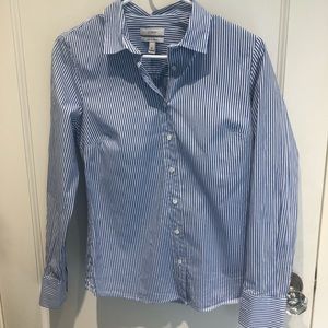 classic blue and white striped button down